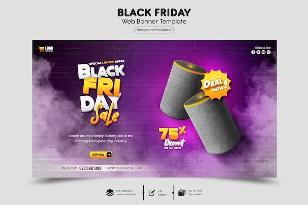 PSD black friday super sale web-banner-vorlage