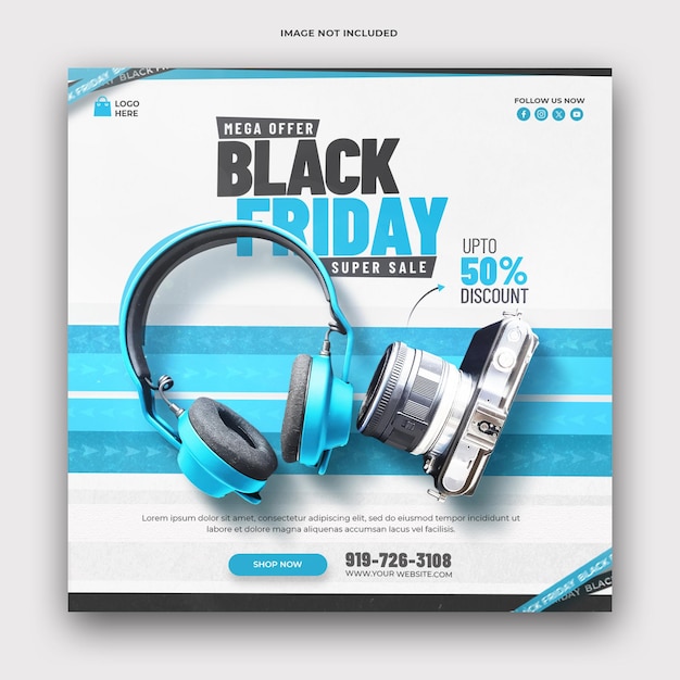 PSD black friday super venta de las redes sociales plantilla de banner