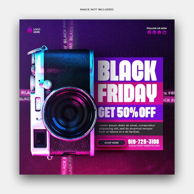 PSD black friday super venta de las redes sociales plantilla de banner