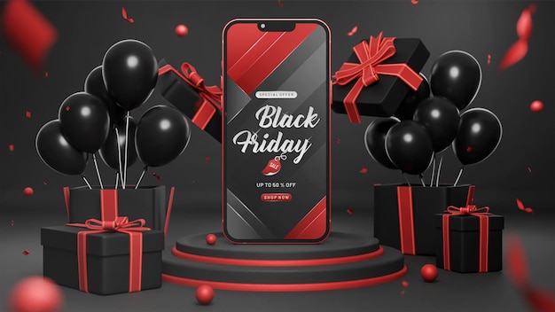Black Friday Telefonmodell mit Geschenk und Materialien