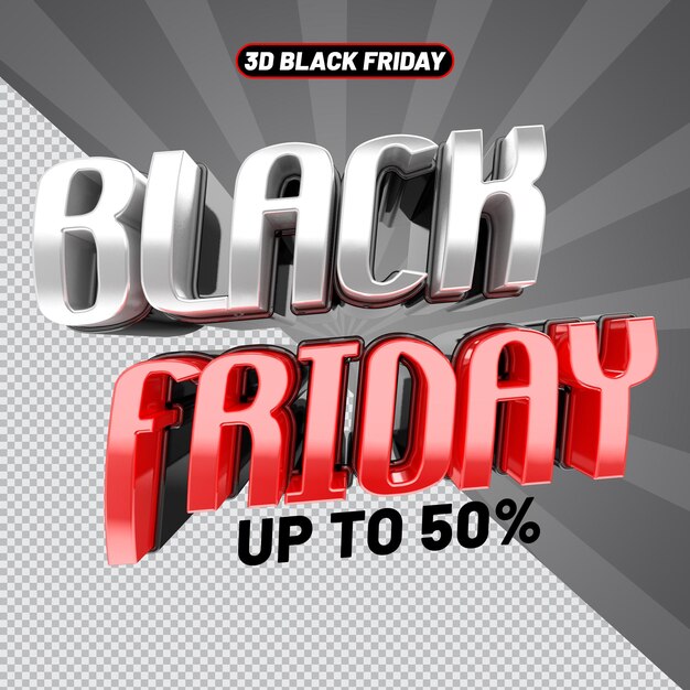 Black friday text 3d rendering