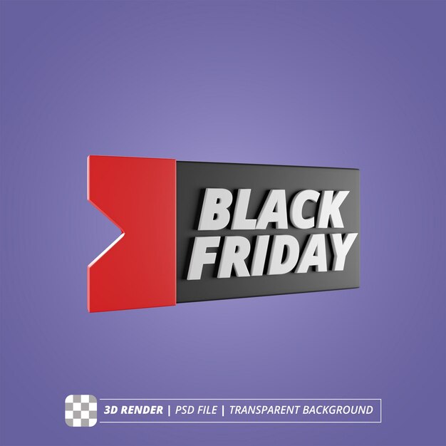 BLACK FRIDAY TICKET 3D RENDER ISOLIERTE BILDER