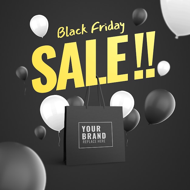 PSD black friday und bag mockup werbung