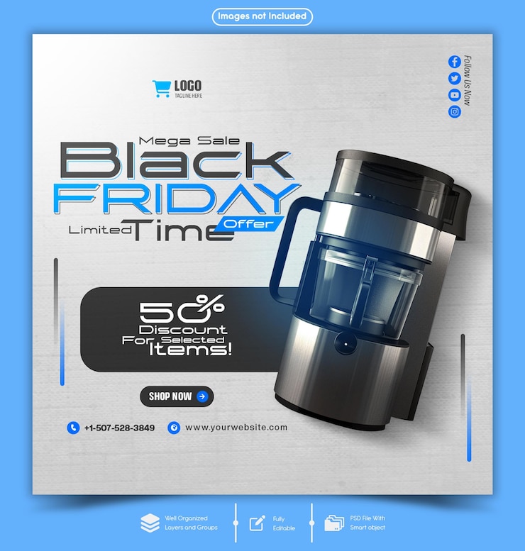 PSD black friday verkauf social media beitragsvorlage