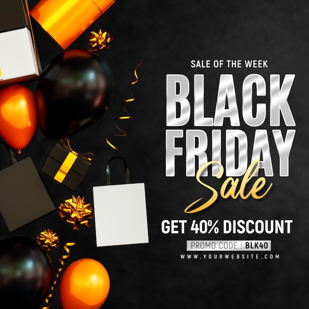 Black Friday-Verkaufsbanner mit bearbeitbarem Text