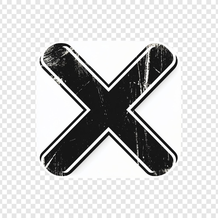 PSD black grunge x marca elemento de diseño de la pegatina sin entrada incorrecta incorrecta cancelar borrar rechazar detener prohibido advertencia símbolo de peligro ilustración gráfica