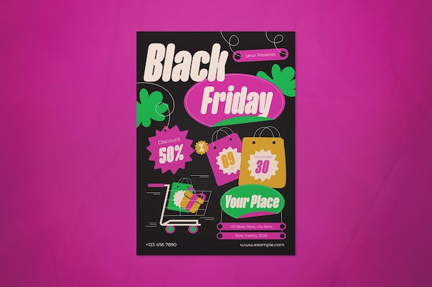 Black Hand Draw Black Friday Social Media Flyer (Flyer für die sozialen Medien des Schwarzen Freitags)