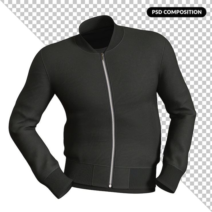 PSD black hoodie jacket isolated 3d