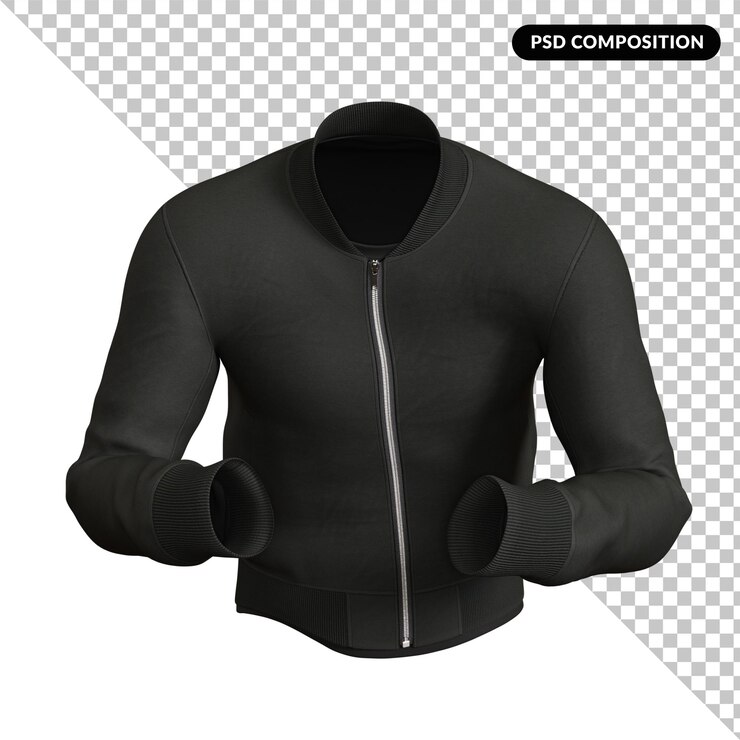 PSD black hoodie jacket isolated 3d