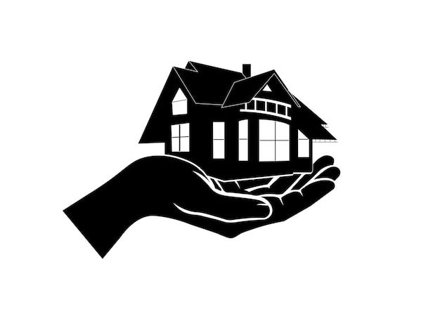 Black House Icon Vector Minimalist Handheld Home für erschwingliche Wohnungen und EcoVillage Branding
