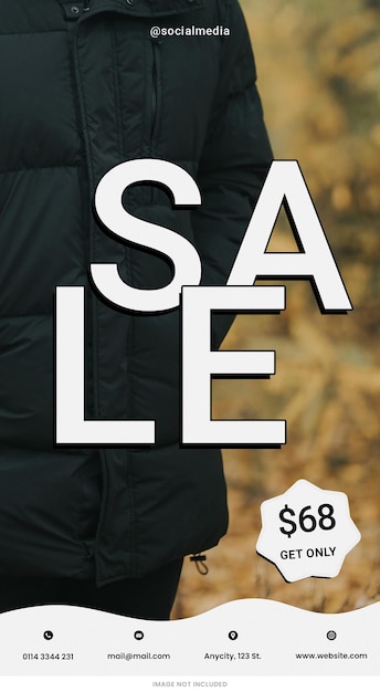 PSD black jacket fashion sale les médias sociaux sont des modèles d'histoires instagram qui ont été conçus par psd.