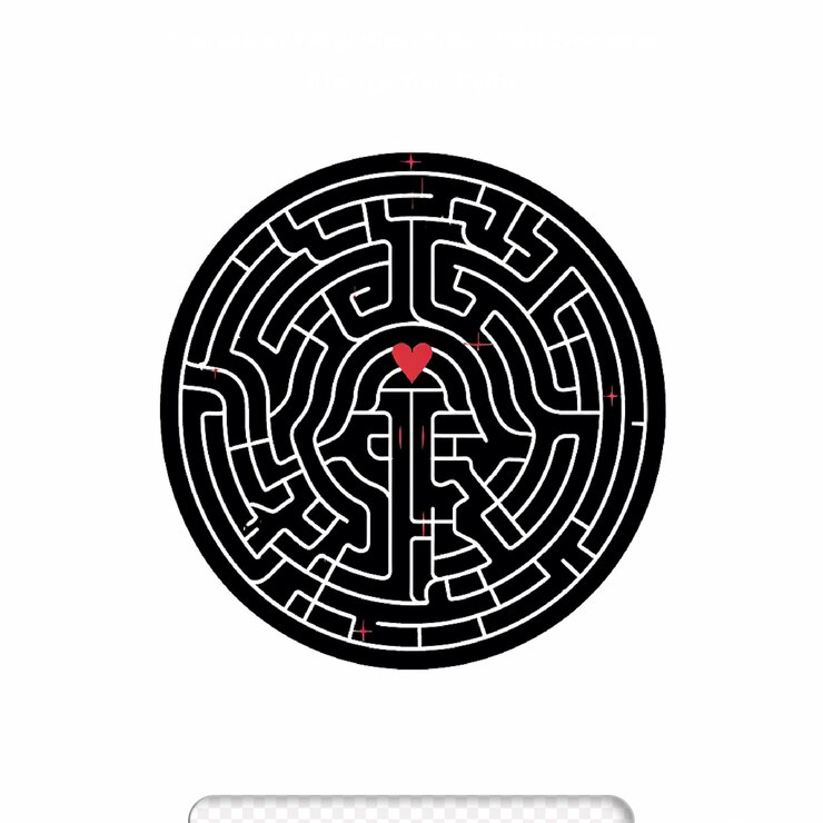 PSD black labyrinth logo on white background