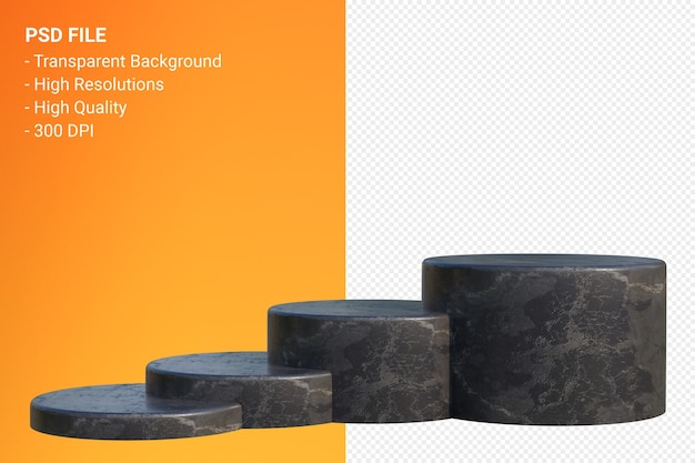 Black Marble Podium minimal isoliert für kosmetische Produktpräsentation