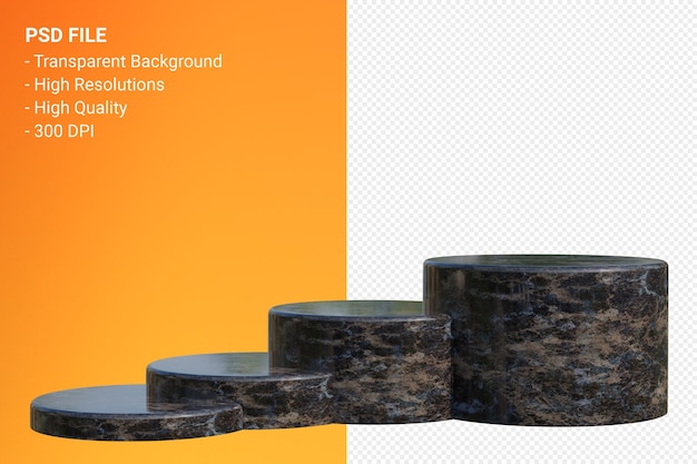 Black marble podium minimal isoliert für kosmetische produktpräsentation