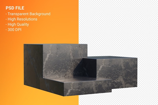 Black marble podium minimal isoliert für kosmetische produktpräsentation