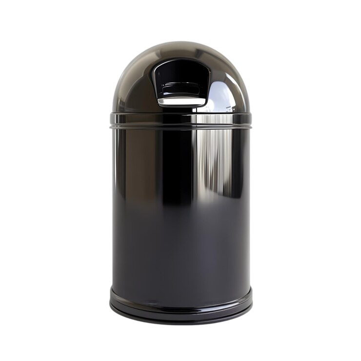 PSD black metal dome lid trash can