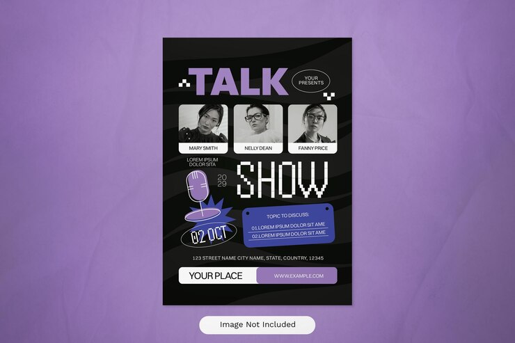 PSD black neo brutalism talk show social media flyer (flyer für soziale medien)