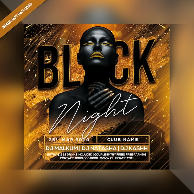 Black night party flyer