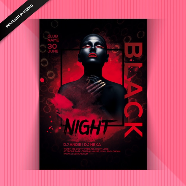 Black night party flyer