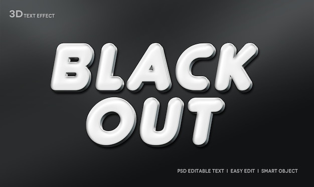 PSD black out 3d-textstil-effekt-mockup-vorlage premium