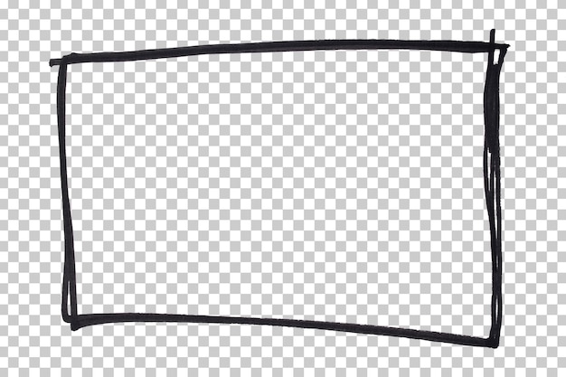 Black rectangle frame highlight drawn with marker pen on transparent background
