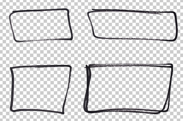 Black rectangle frame highlight drawn with marker pen on transparent background