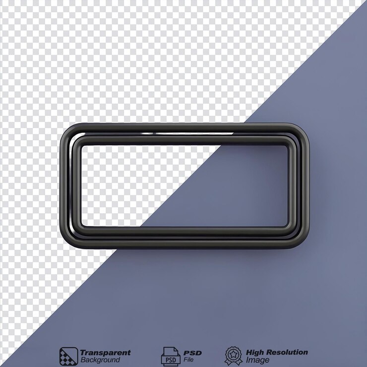 PSD black rectangle outline icon isolated on transparent background