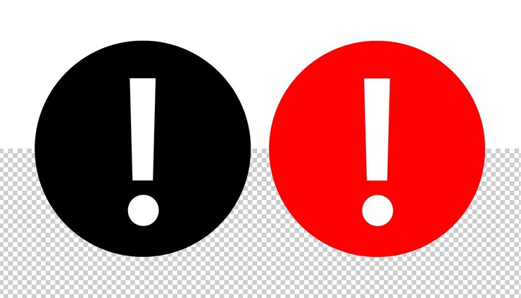 PSD black red exclamation mark with circle set design template element