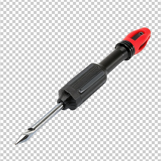 PSD black screwdriver with red handle isolated on white background