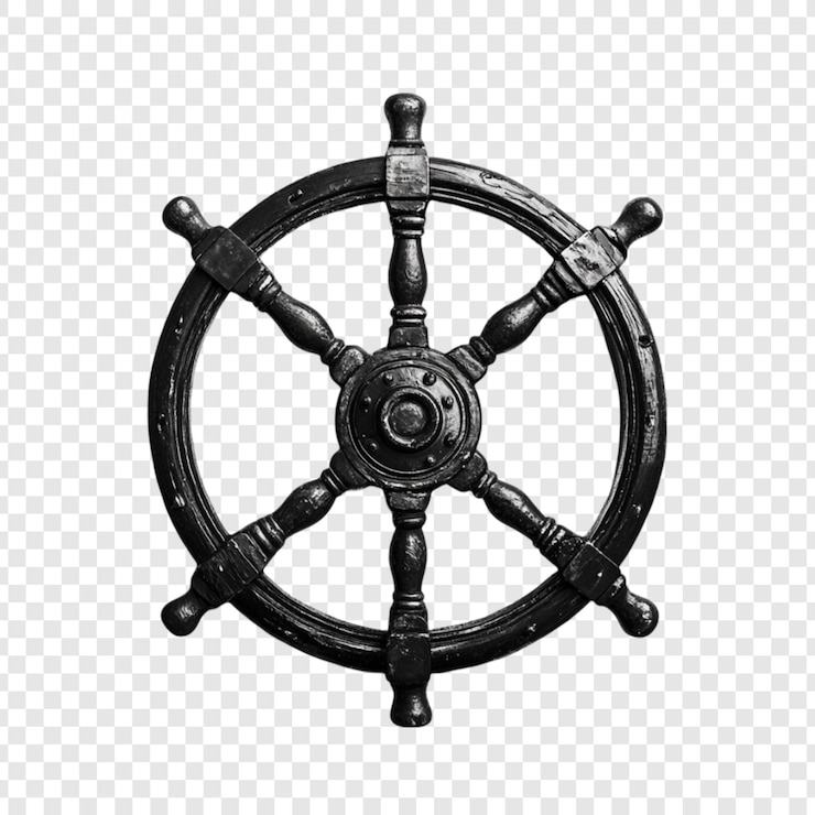 PSD black ship wheel nautical decor maritime design