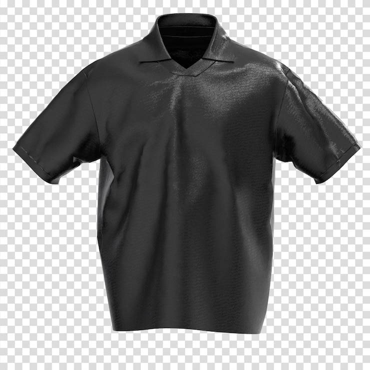 PSD black short sleeve polo shirt 3d mockup transparent background