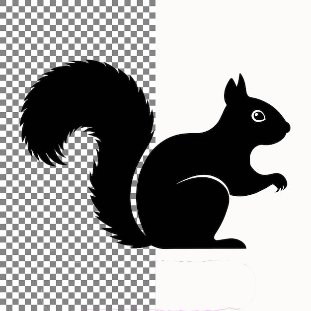 Black silhouette of a squirrel with a fluffy tail