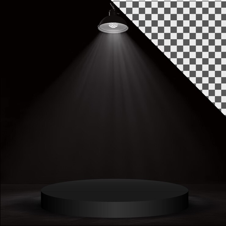 PSD black stage with spotlight