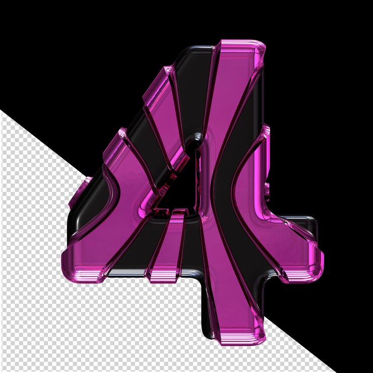 PSD black symbol with purple vertical straps number 4