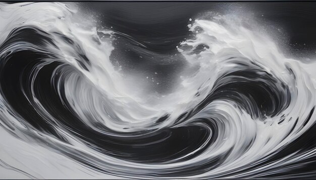 PSD black wave oil painting using brush technique