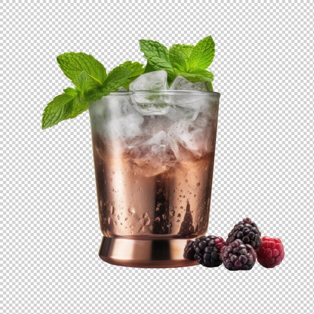 Blackberry Mint Julep cocktail isolato su sfondo trasparente IA generativa