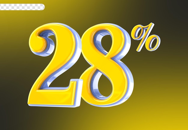 Blanc avec le numéro jaune 28 Render 3D