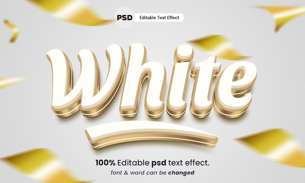 Blanco 3d editable psd efecto de texto blanco