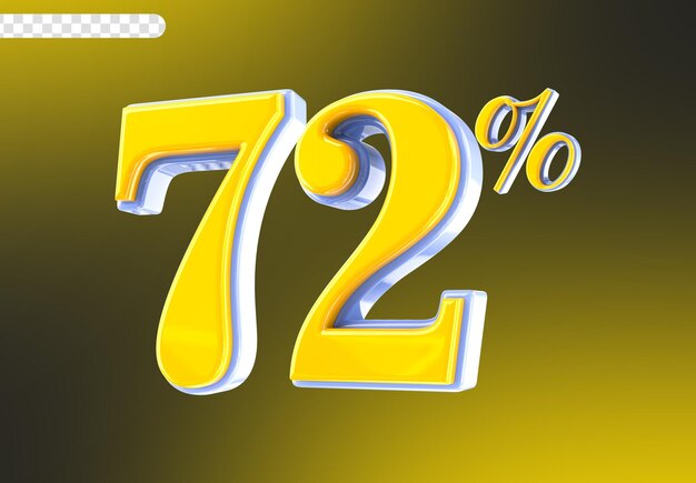 Blanco con el número amarillo 72 Render 3D
