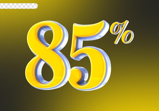Blanco con número amarillo 85 Renderizado en 3D