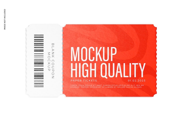 Blank Coupon Mockup, Ansicht von oben