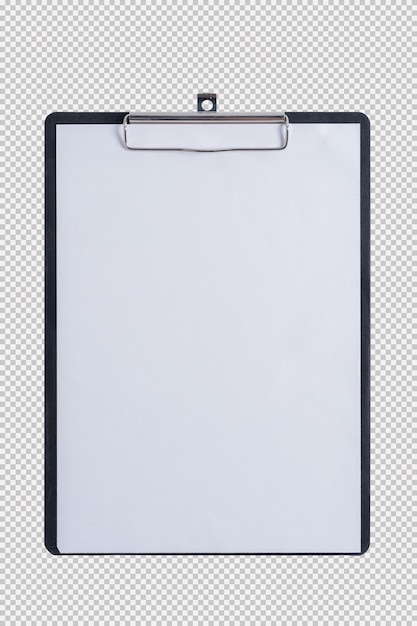 Blank paper on pad clipboard isolated on white background