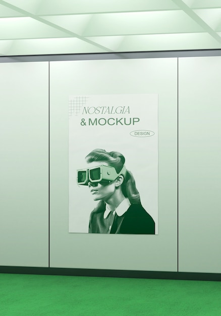 Blank poster on wall in modern interior