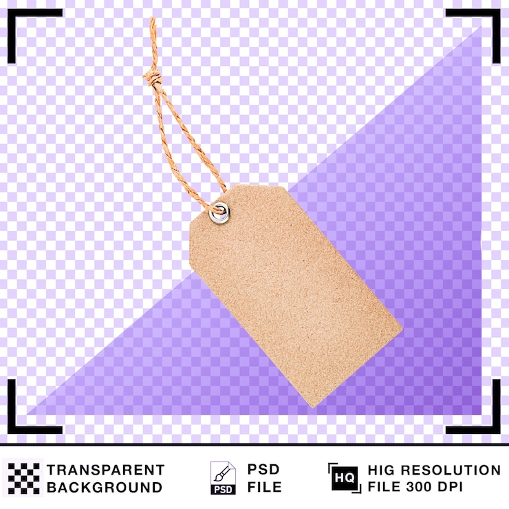 PSD blank price tag with string