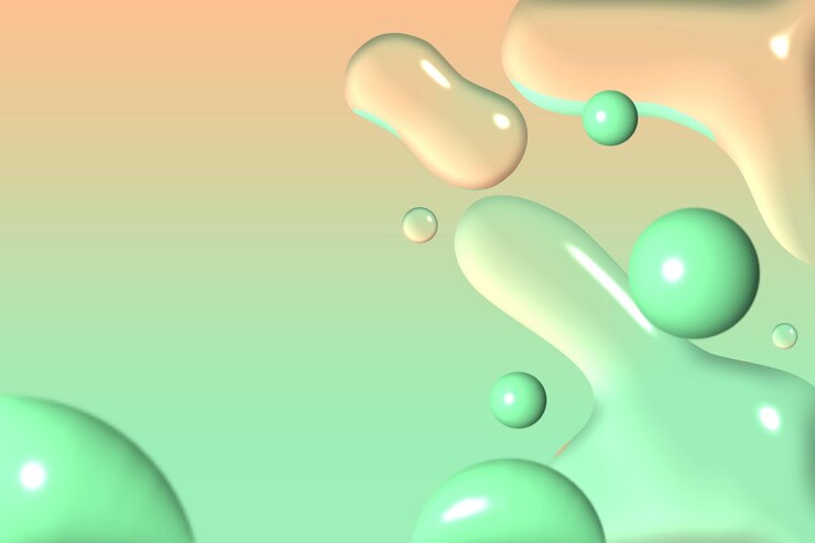 PSD blank template design with 3d water drop element green gradient background