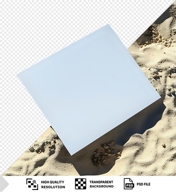 PSD blank white card on the sand on the beach png