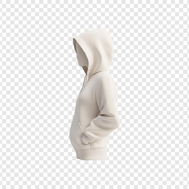 PSD blank white hoodie with hood mockup side and back view 3d rendering