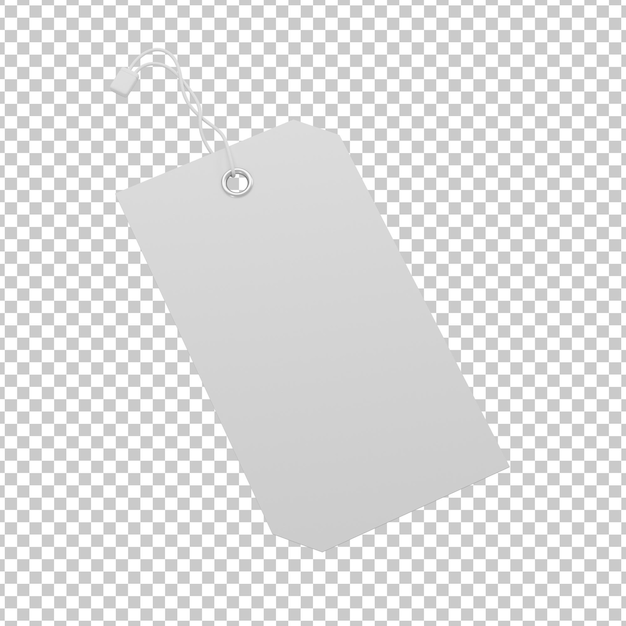 Blank White Price Tag Mockup on Transparent Background