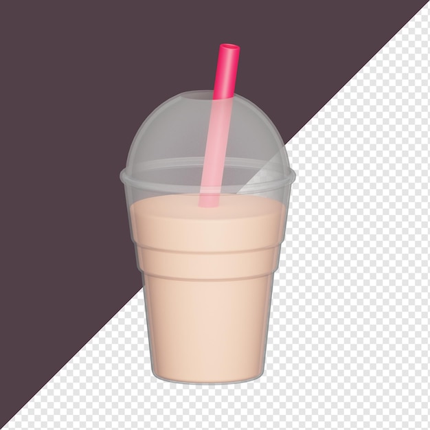 Blasenmilchtee 3d realistische Objektdesign-Vektorsymbolillustration