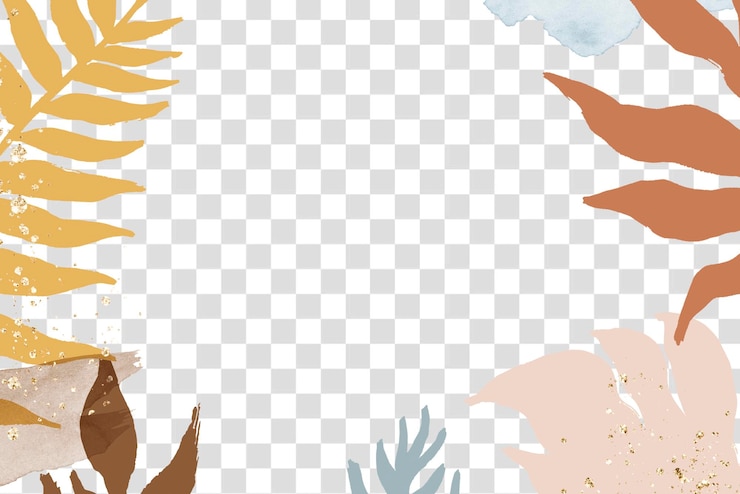 PSD blatt-png-randrahmen pastell-pflanzenillustration auf durchsichtigem hintergrund